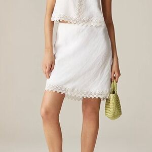 J.‎ Crew White Gwen Lace Trim Linen Slip Skirt - Medium